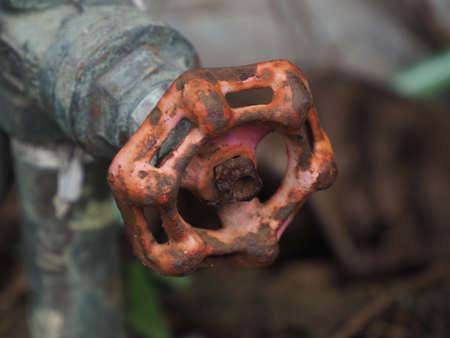 Picture of the gate valve rusted from use.の写真素材