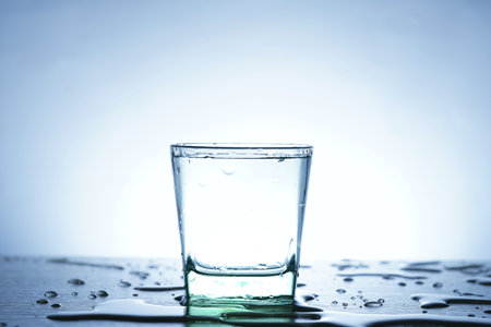 close-up photo of a glass of waterの写真素材