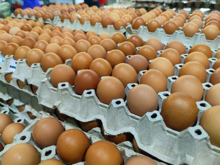 picture of chicken eggs in supermarket