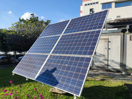 Picture of a small solar panelの写真素材