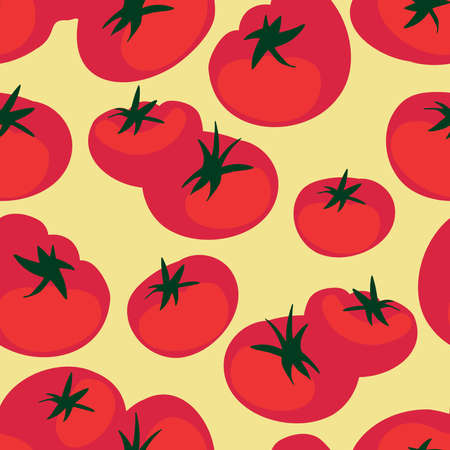 seamless colorful pattern with bright red eco vegetable tomatoes.のイラスト素材