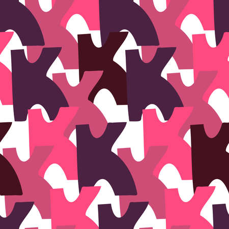 Vector seamless pattern of letter K of English alphabet in pink and blue tones