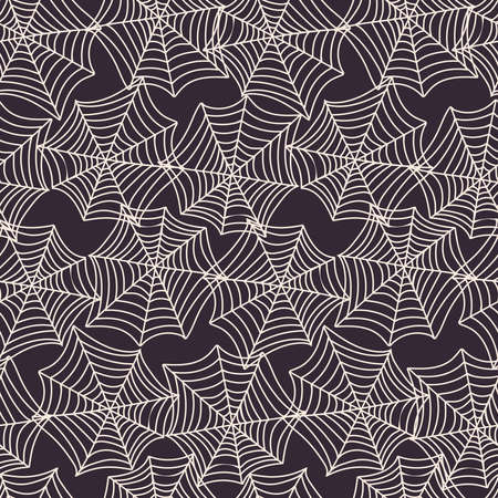 Seamless vector pattern of decorative ornamental spider net on dark backgroundのイラスト素材