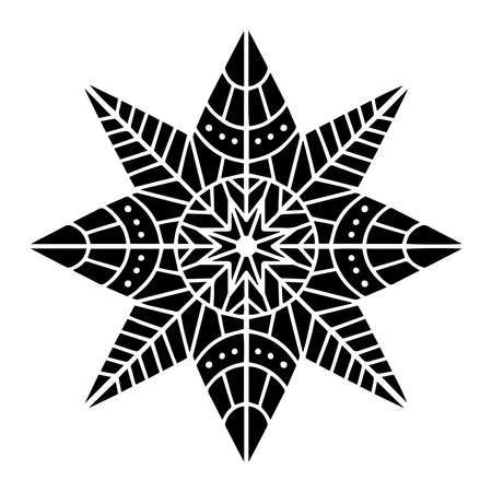 Isolated vector abstract design lined silhouette ornamental star snowflakeのイラスト素材