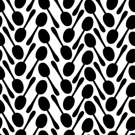 Seamless vector abstract black and white pattern of geometric spoon shapesのイラスト素材