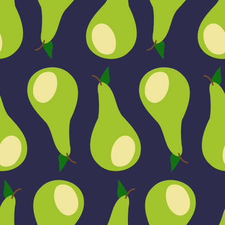 Modern seamless vector pattern with abstract fruits silhouettes green pearsのイラスト素材