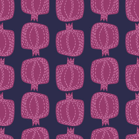 Modern seamless vector pattern abstract silhouettes of flat pomegranates fruitsのイラスト素材