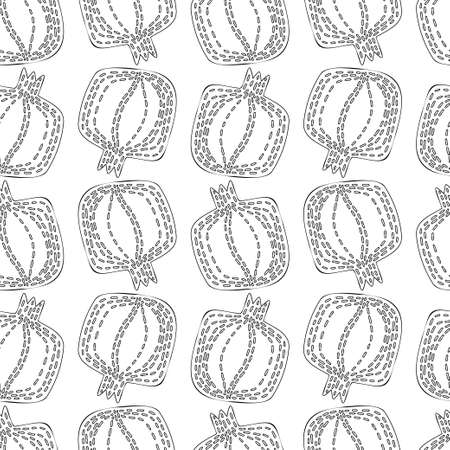 Modern seamless vector pattern abstract silhouettes of flat pomegranates fruitsのイラスト素材