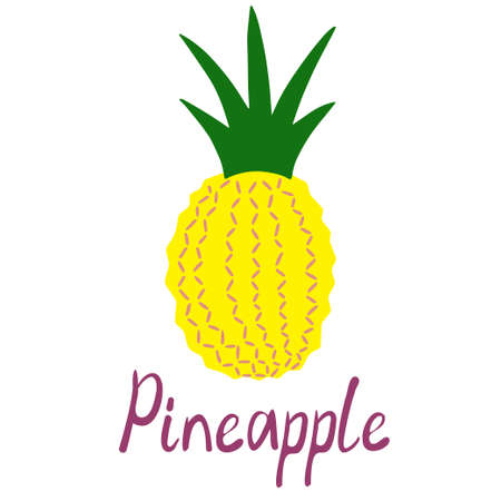 Modern isolated vector illustration of abstract fruit silhouette of pineapple with textのイラスト素材