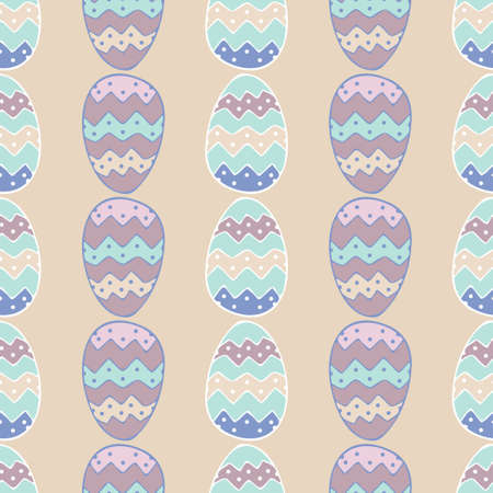 Seamless vector colorful pattern of cute easter eggs with lined ornamentのイラスト素材