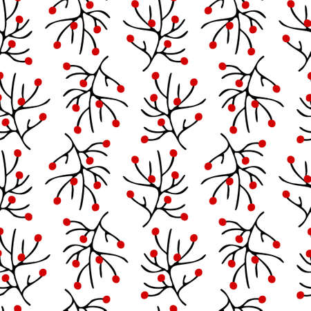 Seamless vector pattern illustration of abstract black and white branches and flowers line artのイラスト素材