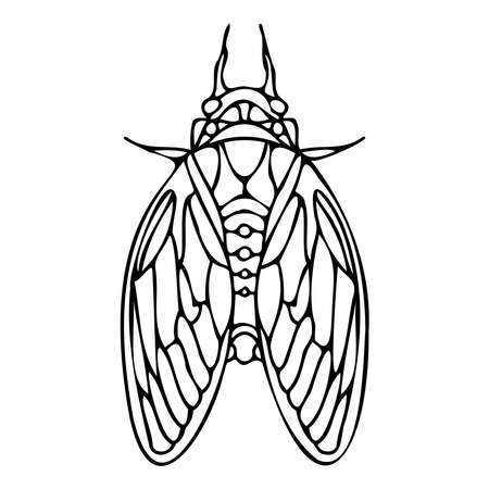 Abstract isolated vector black and white lined illustration design with flyのイラスト素材