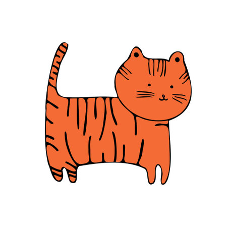 Isolated vector illustration design of a lined abstract cute orange tiger catのイラスト素材