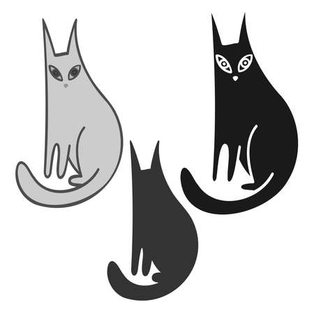 Isolated black and white vector illustration design set of abstract catのイラスト素材
