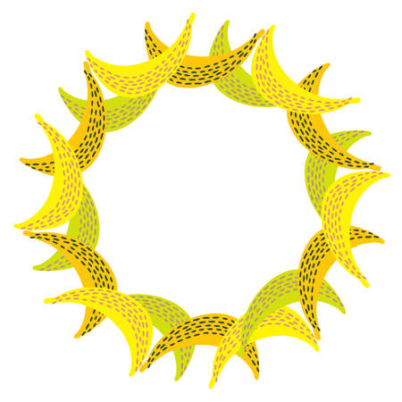 Isolated vector colorful illustration vignette design with abstract geometric banana shapesのイラスト素材