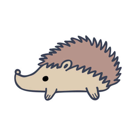 Isolated vector decorative colorful design illustration of a cute cartoon hedgehogのイラスト素材