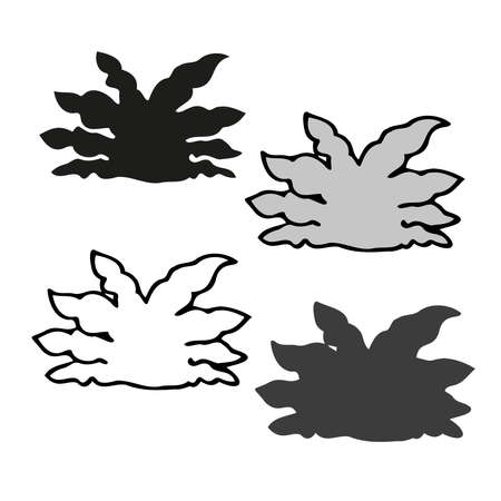 Isolated vector black and white design illustration of abstract silhouettes of bushesのイラスト素材