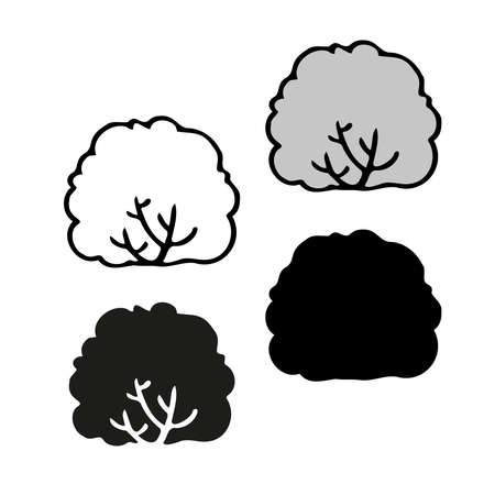 Isolated vector black and white design illustration of abstract silhouettes of bushesのイラスト素材