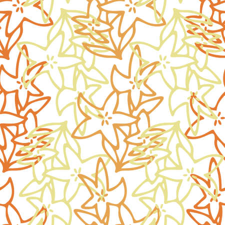 Vector seamless pattern colorful design of abstract lined flowers in pastel tonesのイラスト素材