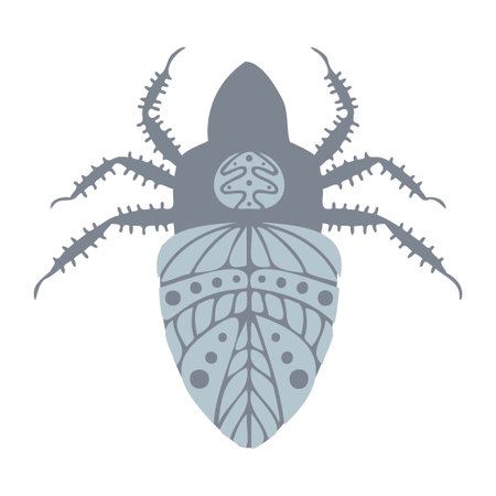 Abstract isolated vector lined illustration design of bug in blue tonesのイラスト素材
