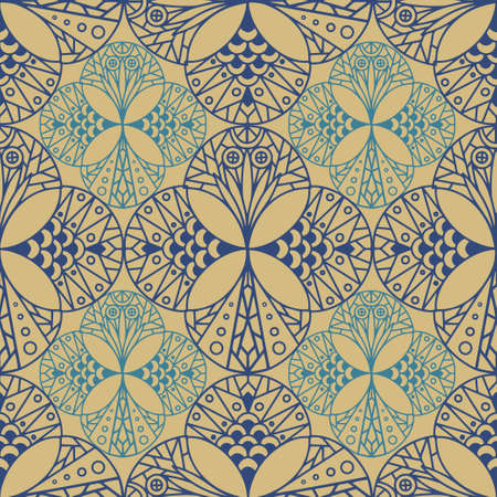 Seamless pattern with abstract geometric triangular shapes with ornamentのイラスト素材