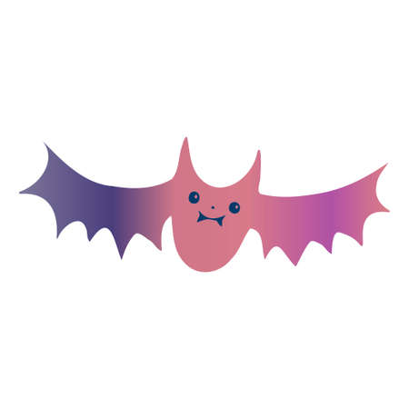 Cute vector isolated illustration colorful silhouette of a cute bat with pastel orange and purple gradientのイラスト素材