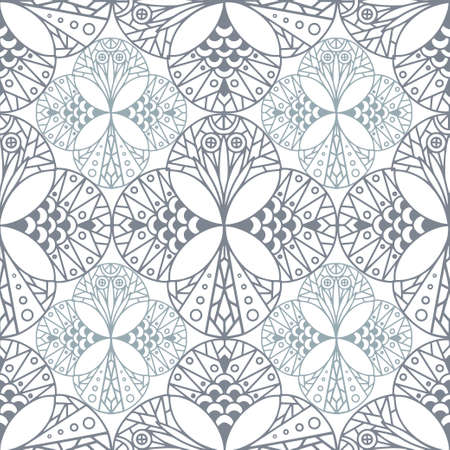 Seamless pattern with abstract geometric triangular shapes with ornament