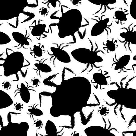 Abstract seamless vector black and white lined pattern of illustrations design of bugsのイラスト素材
