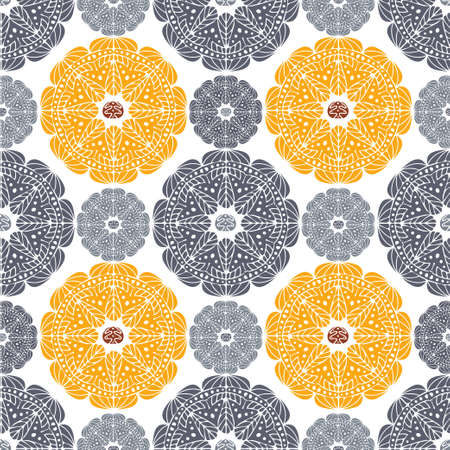 Seamless pattern with abstract geometric triangular shapes with ornamentのイラスト素材