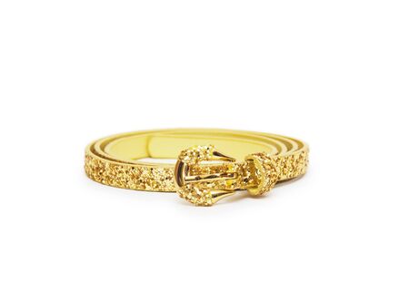 belt gold color isolatedの写真素材