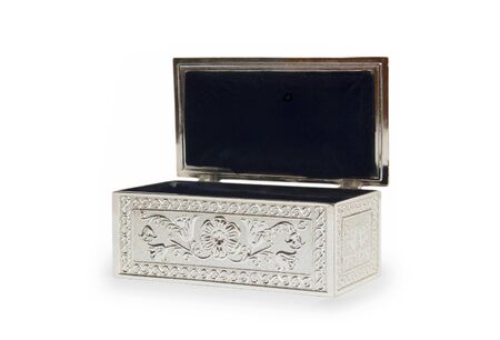silver jewelry box isolated on white の写真素材