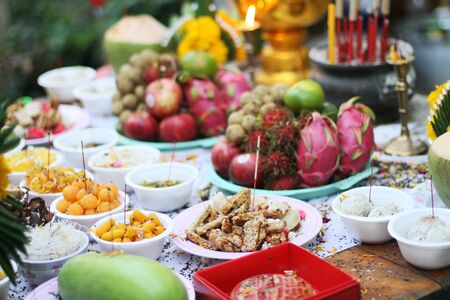 Thai food for pay respect to god,Offerings to gods