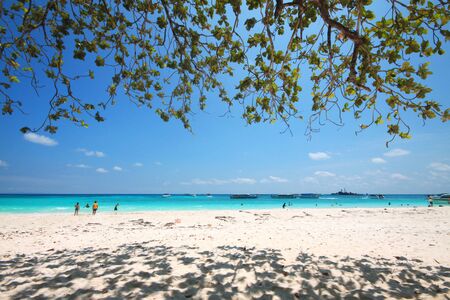 sea and white sand beach at Tachai island, Andaman, Thailandの写真素材