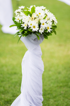wedding set up in garden inside beachの写真素材