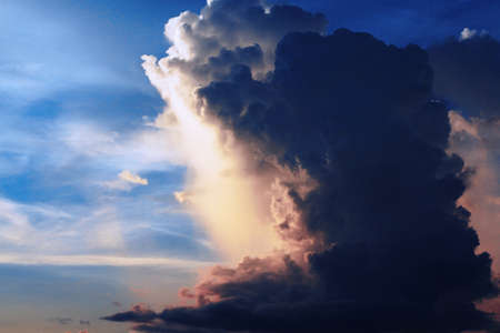 Beautiful twilight Skyscape with clouds and Blue sky in sunsetの写真素材