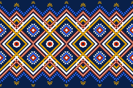 Seamless geometric ethnic asian oriental and tradition pattern design for texture and background. Silk and fabric pattern decoration for carpet, clothing, wrapping and wallpaperのイラスト素材