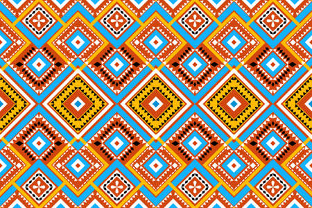 Seamless geometric ethnic asian oriental and tradition pattern design for texture and background. Silk and fabric pattern decoration for carpet, clothing, wrapping and wallpaperのイラスト素材