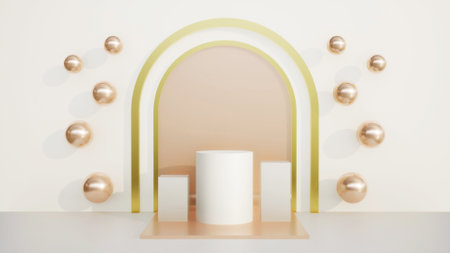 Abstract 3D products display podium showcase for scene with geometric shape. 3d rendering stage to...