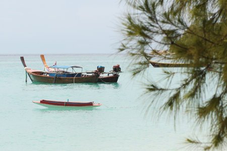SATUN, THAILAND -May 08, 2012: Beautiful landscape of blue sea and tradition boat in Thailand.Koh Lipe at Satul Province, Thailandのeditorial素材
