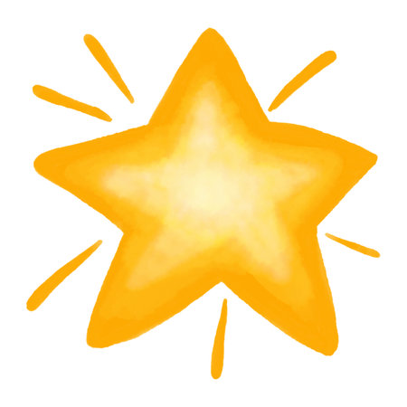 Watercolor and drawing for cute yellow moon isolated on white background. Digital painting of icon illustration. Christmas and new year element decoration on holiday.の写真素材