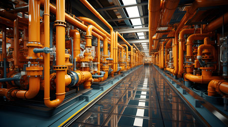 Industrial interior chiller and boiler HVAC heating ventilation air conditioning system and pipping line system in the factoryの素材