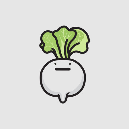 Radish with sad face. Vector illustration. Emoji icon.