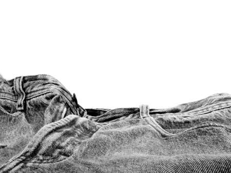 close-up button fly jeans on white backgroundの写真素材