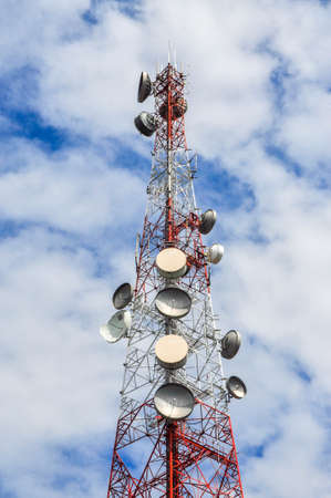 satellite dishes antenna towerの写真素材