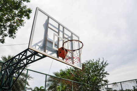A basketball hoop on the street basketball court の写真素材