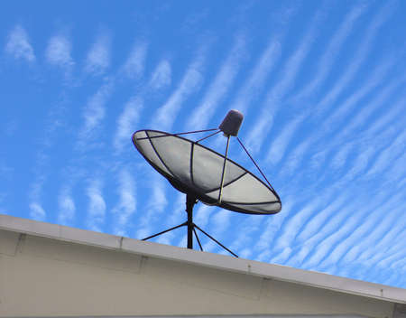 Satellite dish transmission data の写真素材