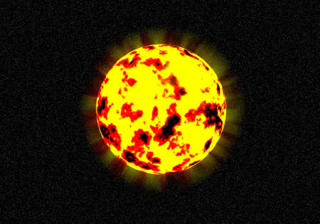 Sun burning planet with universe background