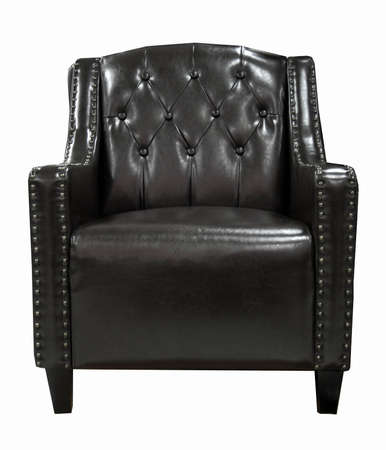 black leather chair isolated on white の写真素材