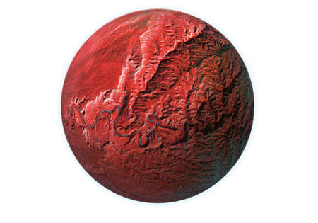 Red planet isolated on white