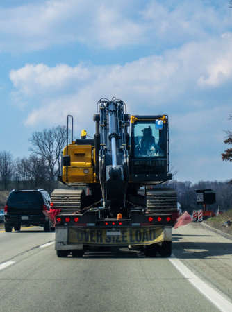 excavator on a platform